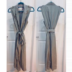 ANTHROPOLOGIE Elevenses Sleeveless Linen Trench